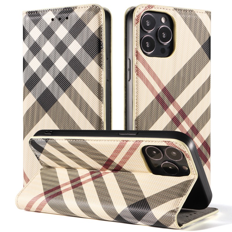 Plaid Flip Cover Leather Phone Case